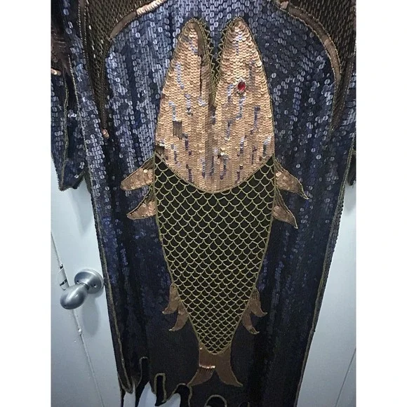 RARE Creative Creations Made In India 100% Silk Size Medium Disco Dress Sequined - Picture 2 of 14